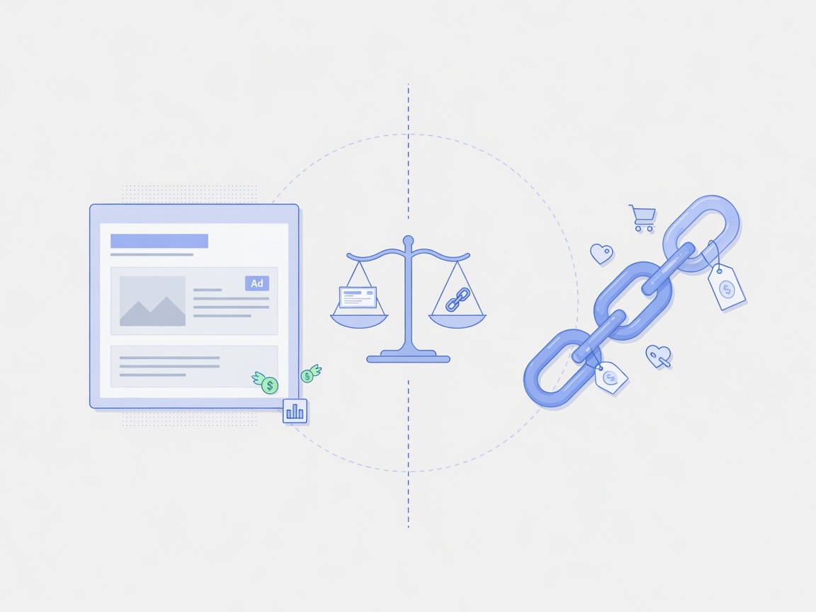 Illustration comparing display advertising and affiliate link monetization