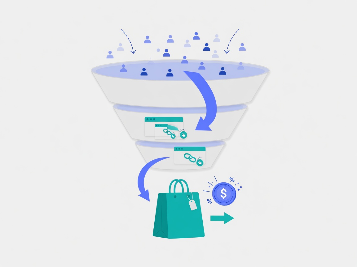 Illustration of visitor funnel from traffic to affiliate clicks to sales